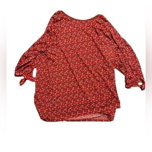 Max Studio Red Floral Mid Sleeve